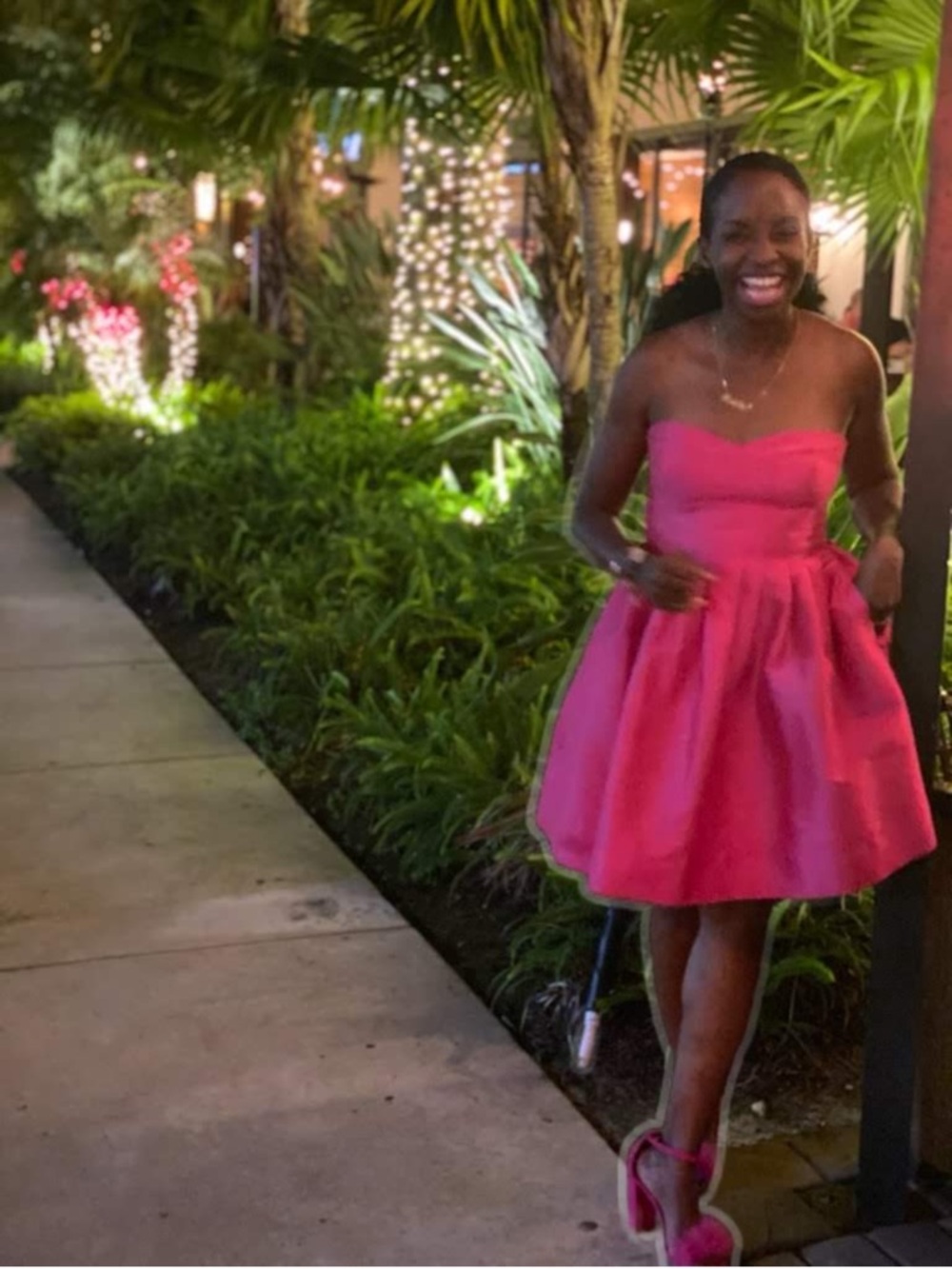 Girls Strapless Fuchsia Party Dress